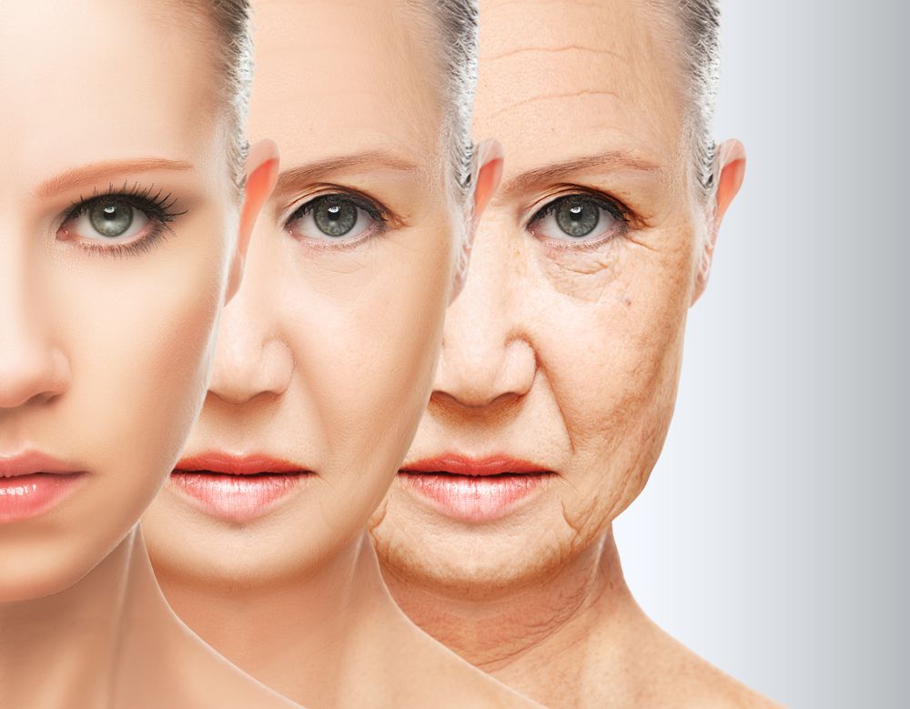 Foto de simulación de envejecimiento en el rostro