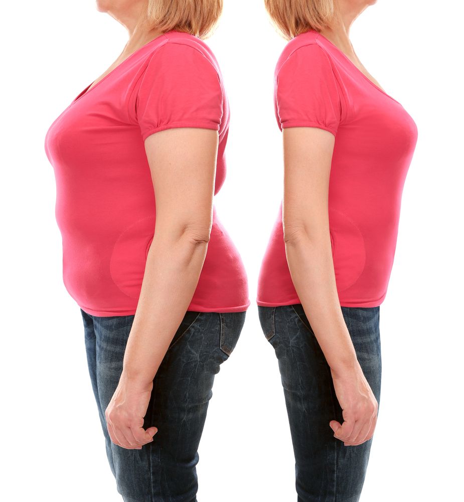Mujer con y sin sobrepeso
