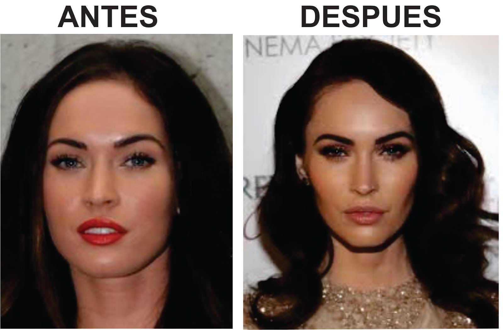 El antes y después de bichectomía en la actriz Megan Fox